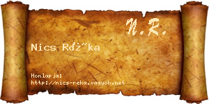 Nics Réka névjegykártya